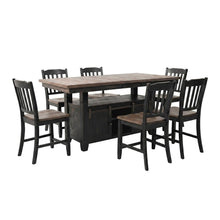 Pine Farmhouse Counter Height Dining Table and Chairs 7 Piece Set, Vintage Black