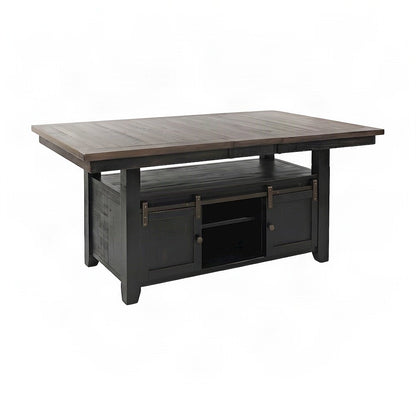 Pine Farmhouse Dining Table, Adjustable Height, Distressed, Vintage Black