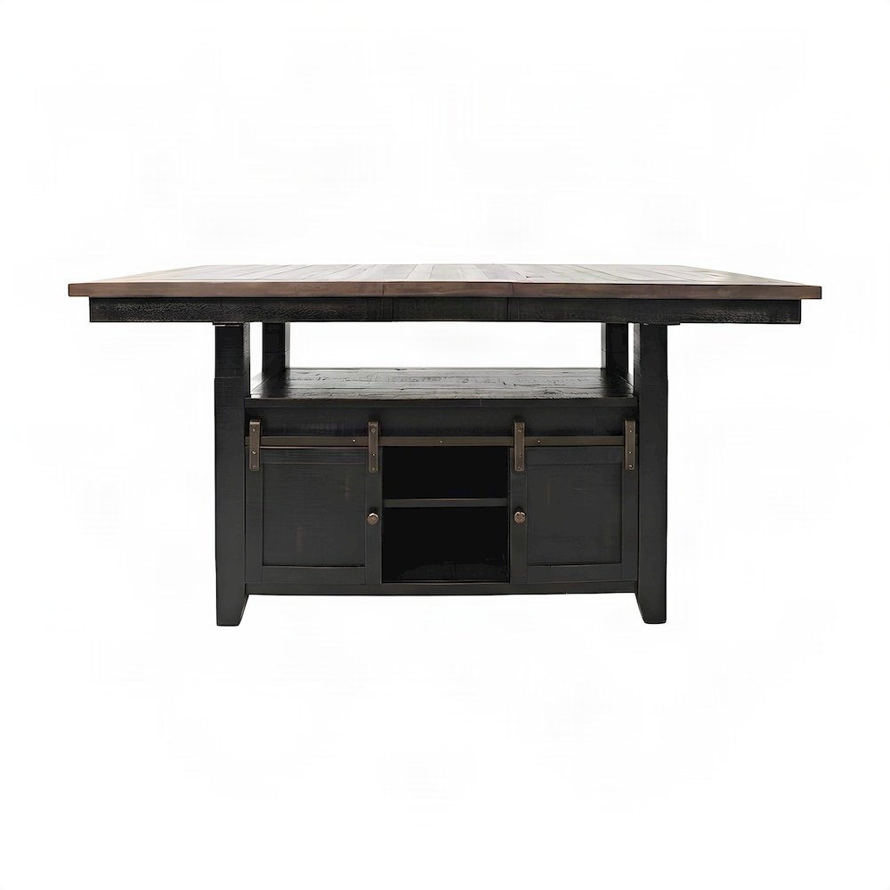 Pine Farmhouse Dining Table, Adjustable Height, Distressed, Vintage Black
