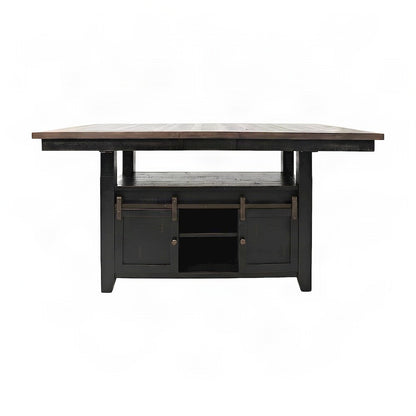 Pine Farmhouse Dining Table, Adjustable Height, Distressed, Vintage Black
