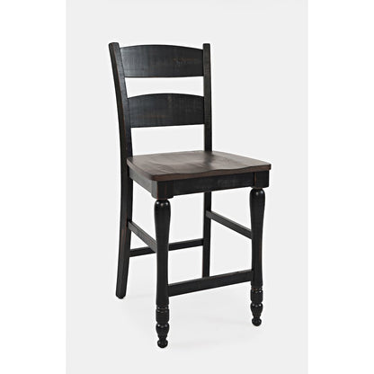 Rustic Reclaimed Pine Farmhouse Ladderback Counter Stool (Set of 2)