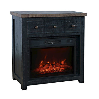 Solid Wood Rustic 32" Farmhouse Electric Fireplace Console TV Stand