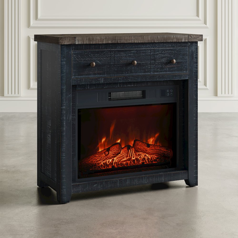 Solid Wood Rustic 32" Farmhouse Electric Fireplace Console TV Stand