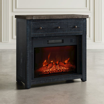 Solid Wood Rustic 32" Farmhouse Electric Fireplace Console TV Stand