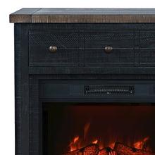 Solid Wood Rustic 32" Farmhouse Electric Fireplace Console TV Stand