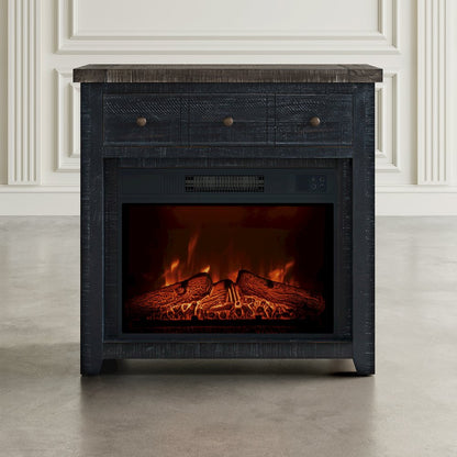 Solid Wood Rustic 32" Farmhouse Electric Fireplace Console TV Stand