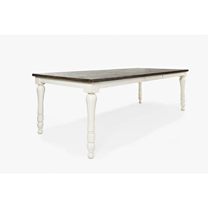 Distressed Pine Dining Table Set with Chairs 9 Piece Set, Vintage White