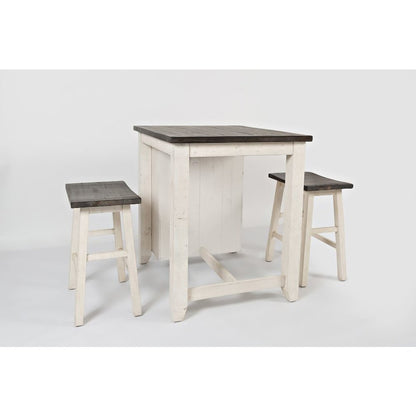 Rustic Reclaimed Solid Wood Farmhouse 3 Piece Counter Height Dining Set