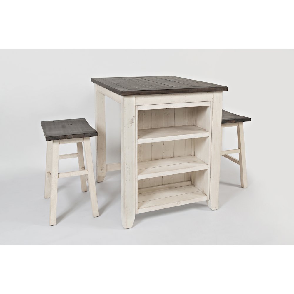 Rustic Reclaimed Solid Wood Farmhouse 3 Piece Counter Height Dining Set