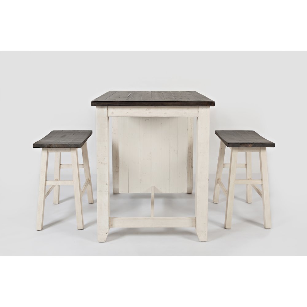 Rustic Reclaimed Solid Wood Farmhouse 3 Piece Counter Height Dining Set