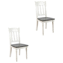 Pine Wood Rustic Slatback Farmhouse Dining Chairs, Vintage White, Set of 2