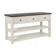 Rustic Distressed Solid Pine Farmhouse Console and Sofa Table, 3 Drawers, White