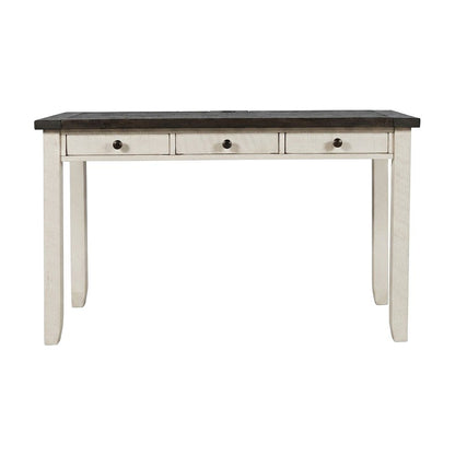 Solid Pine Farmhouse Writing Desk with Drawer and USB Charging, Vintage White