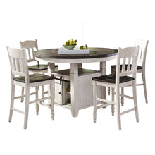 Rustic Farmhouse Five Piece Reclaimed Solid Wood Counter Height Round Dining Set