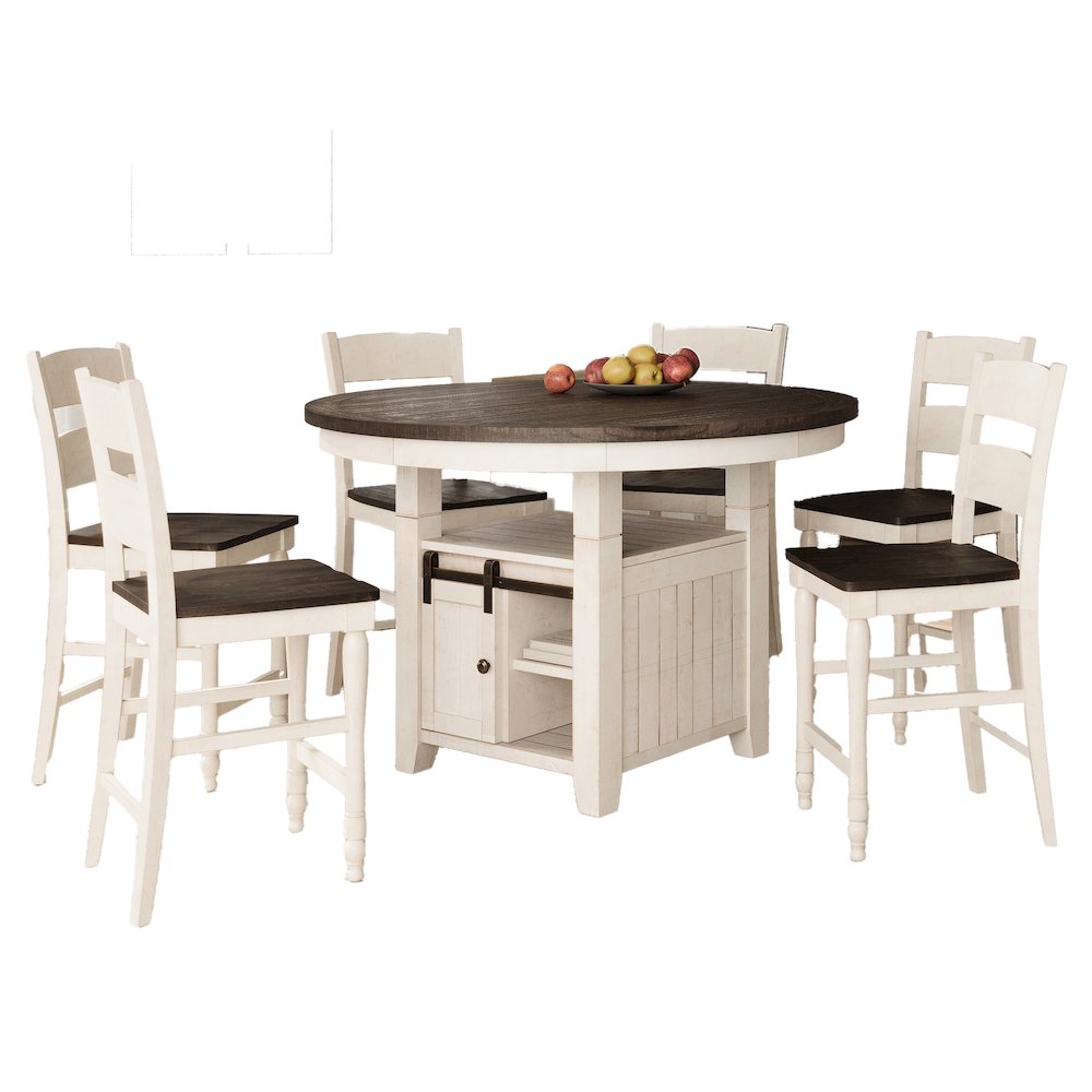 Farmhouse Seven Piece Reclaimed Solid Wood Counter Height Round Dining Set