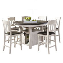Farmhouse Seven Piece Reclaimed Solid Wood Counter Height Round Dining Set
