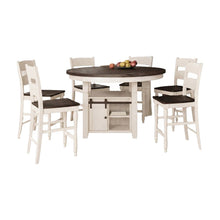 Solid Pine Round Counter Height Dining Table 7 Piece Set, Vintage White