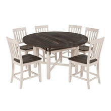Solid Pine Round Counter Height Dining Table 7 Piece Set, Vintage White