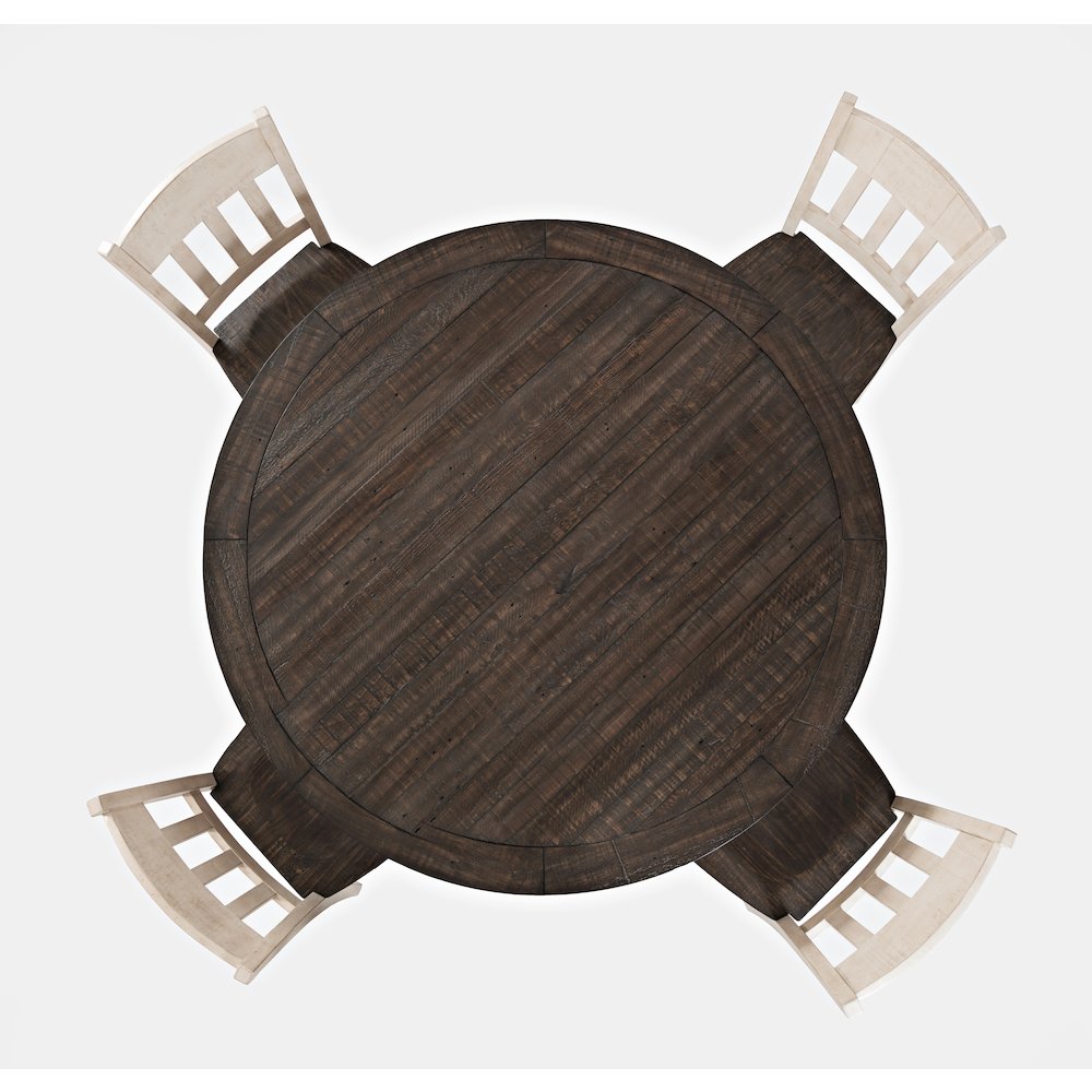 Rustic Farmhouse Five Piece Reclaimed Solid Wood Counter Height Round Dining Set