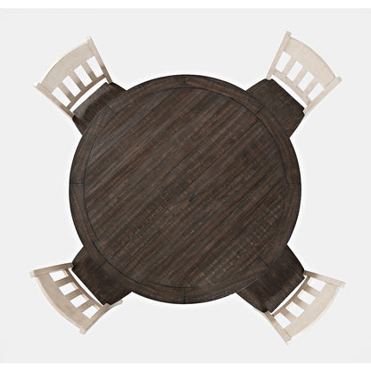 Rustic Farmhouse Five Piece Reclaimed Solid Wood Counter Height Round Dining Set