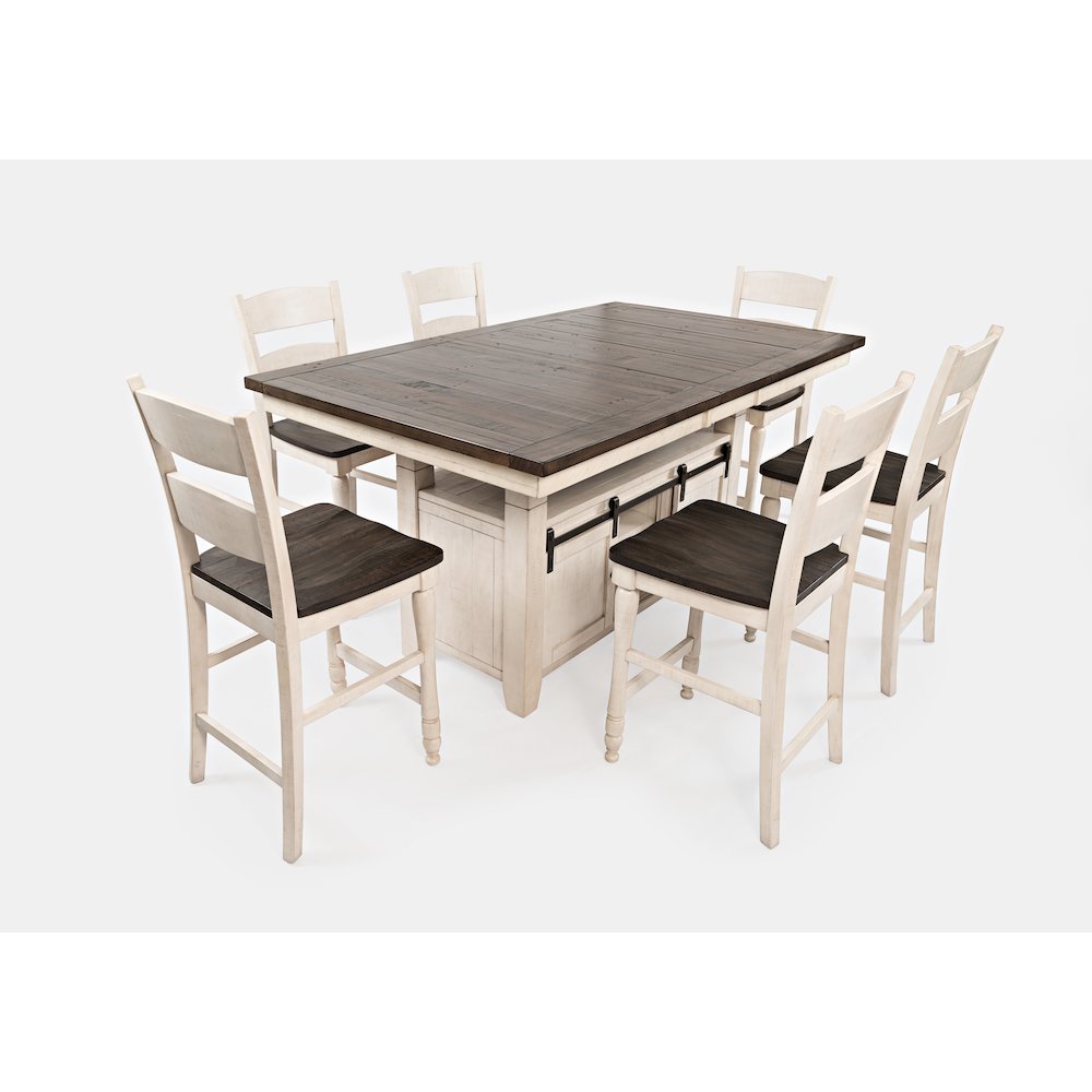 Reclaimed Pine 72" Farmhouse Counter Height Seven-Piece Dining Set