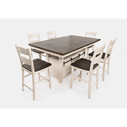 Reclaimed Pine 72" Farmhouse Counter Height Seven-Piece Dining Set