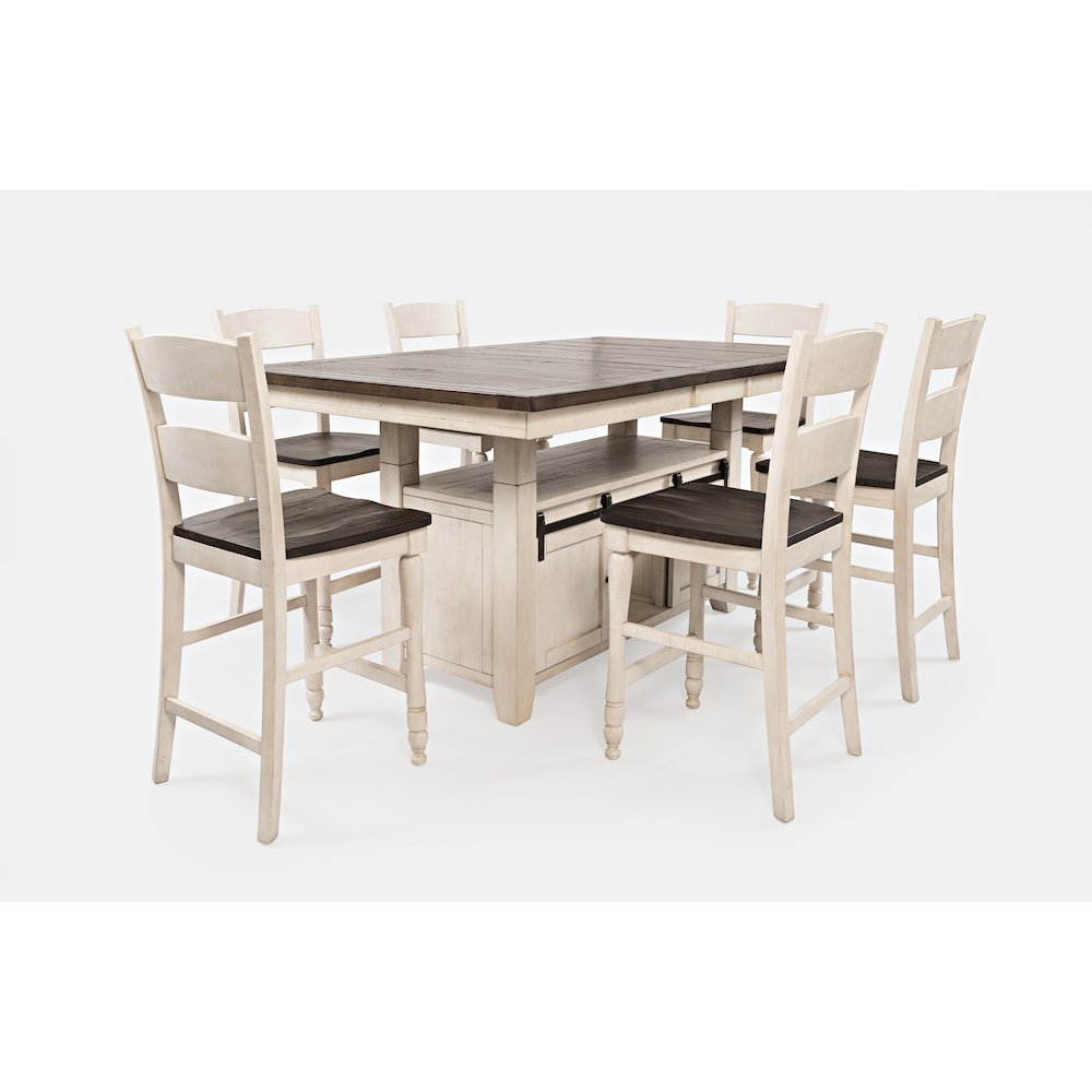 Reclaimed Pine 72" Farmhouse Counter Height Seven-Piece Dining Set