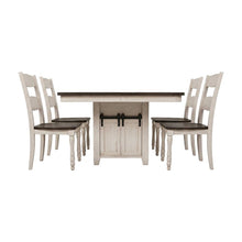 Pine Farmhouse Kitchen Table and Chairs with Storage 7 Piece Set, Vintage White