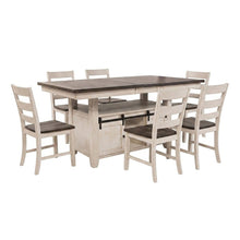 Pine Farmhouse Kitchen Table and Chairs with Storage 7 Piece Set, Vintage White
