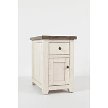 White Rustic Farmhouse Chairside Table with Reclaimed Pine Wood Construction