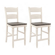 Distressed Pine Farmhouse Ladderback Counter Stools, Set of 2, Vintage White