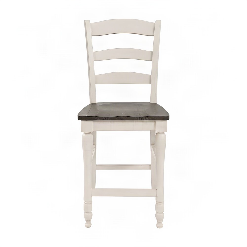 Distressed Pine Farmhouse Ladderback Counter Stools, Set of 2, Vintage White
