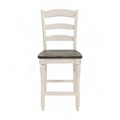 Distressed Pine Farmhouse Ladderback Counter Stools, Set of 2, Vintage White