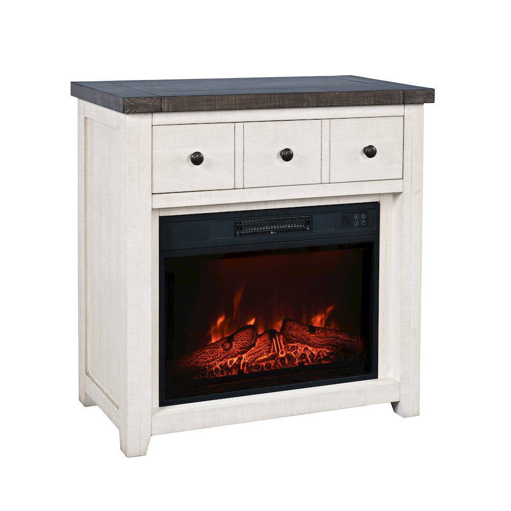 Solid Wood Rustic 32" Farmhouse Electric Fireplace Console TV Stand