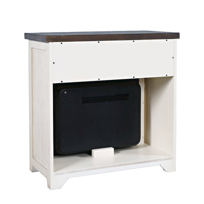 Solid Wood Rustic 32" Farmhouse Electric Fireplace Console TV Stand