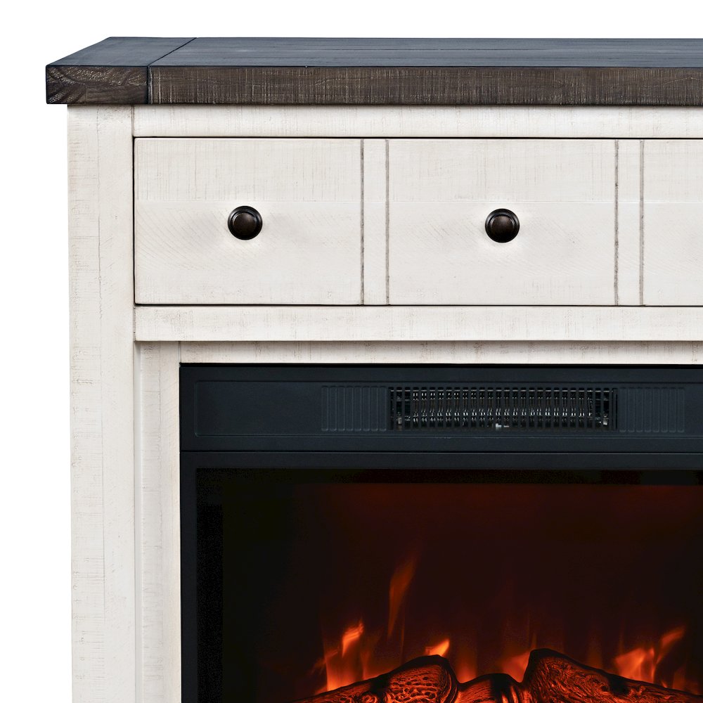 Solid Wood Rustic 32" Farmhouse Electric Fireplace Console TV Stand