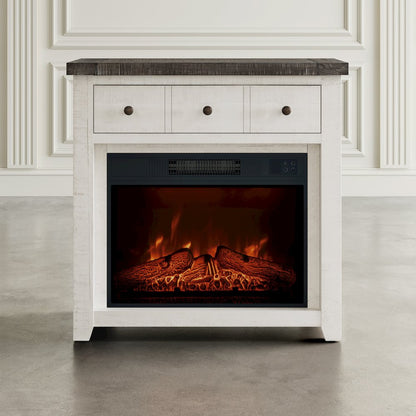 Solid Wood Rustic 32" Farmhouse Electric Fireplace Console TV Stand