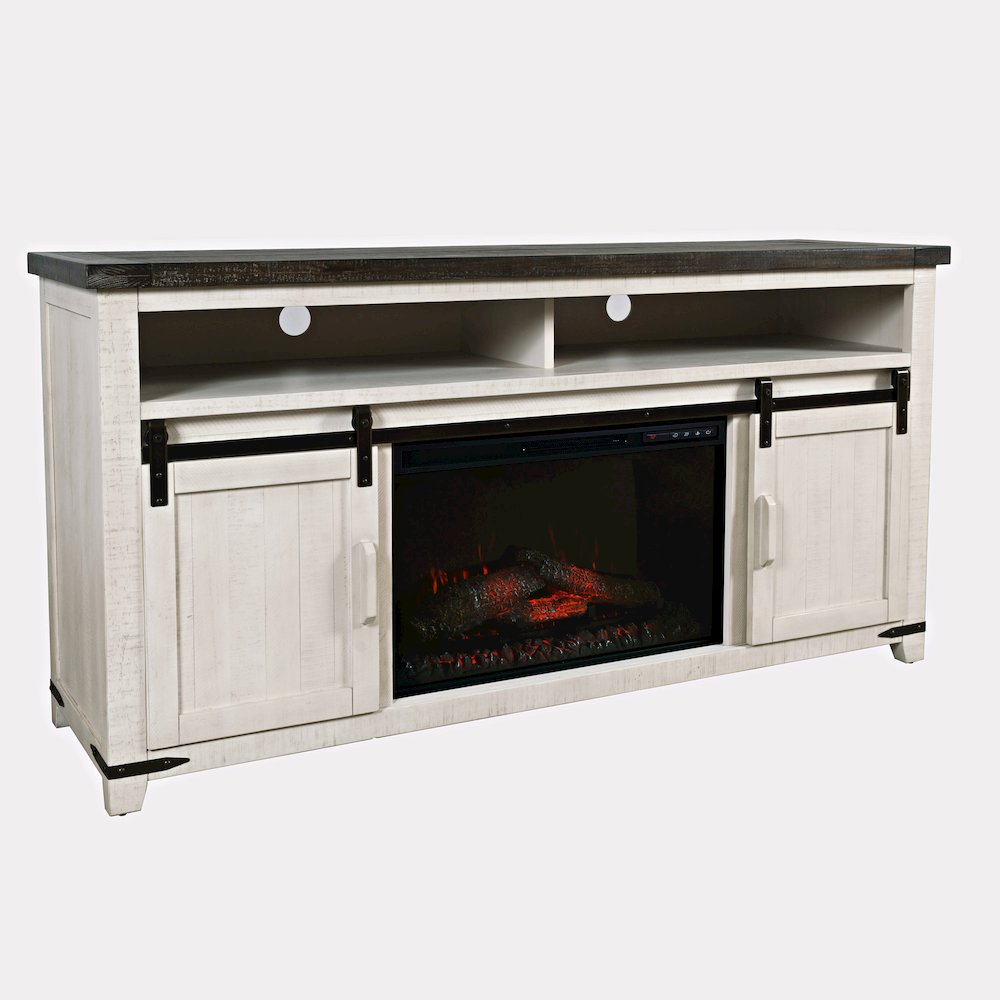 Madison Rustic 64" Barn Door Farmhouse TV Stand Console, Electric Fireplace