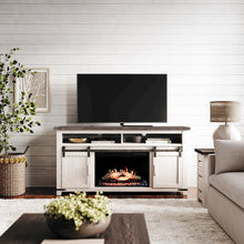 Madison Rustic 64" Barn Door Farmhouse TV Stand Console, Electric Fireplace