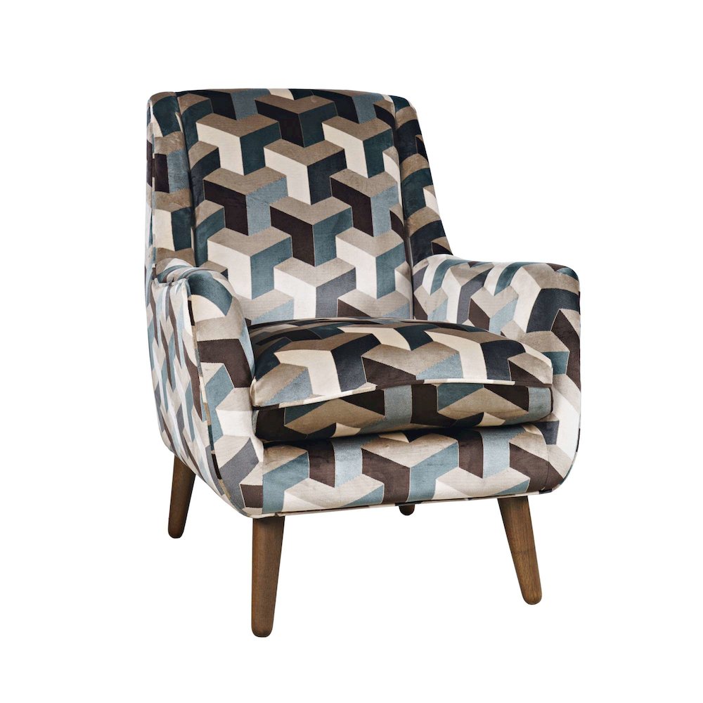 Nielsen Mid-Century Modern Upholstered Geometric Lounge Accent Chair