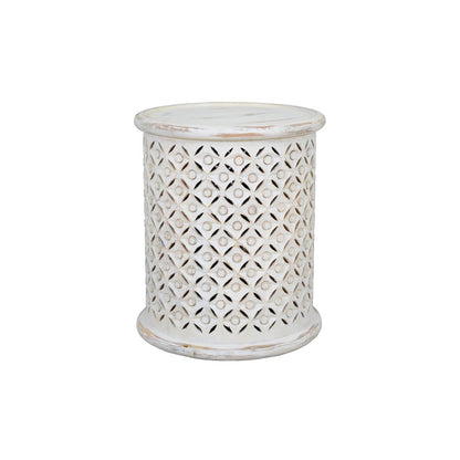 Decker Small Distressed Hardwood Global Drum End Table