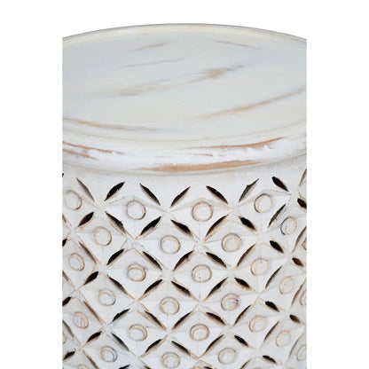 Decker Small Distressed Hardwood Global Drum End Table