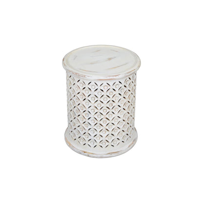 Decker Small Distressed Hardwood Global Drum End Table