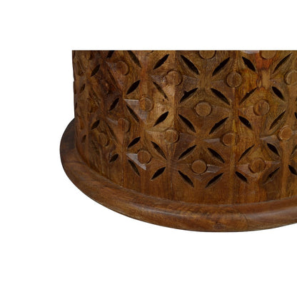 Decker Small Distressed Hardwood Global Drum End Table