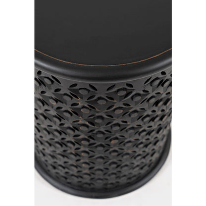 Decker Distressed Hardwood Global Drum End Table