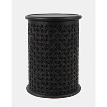 Decker Distressed Hardwood Global Drum End Table
