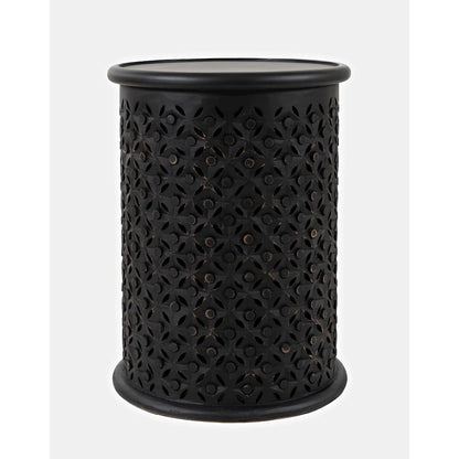 Decker Distressed Hardwood Global Drum End Table
