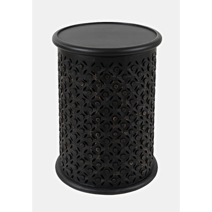 Decker Distressed Hardwood Global Drum End Table