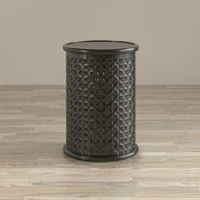 Decker Distressed Hardwood Global Drum End Table