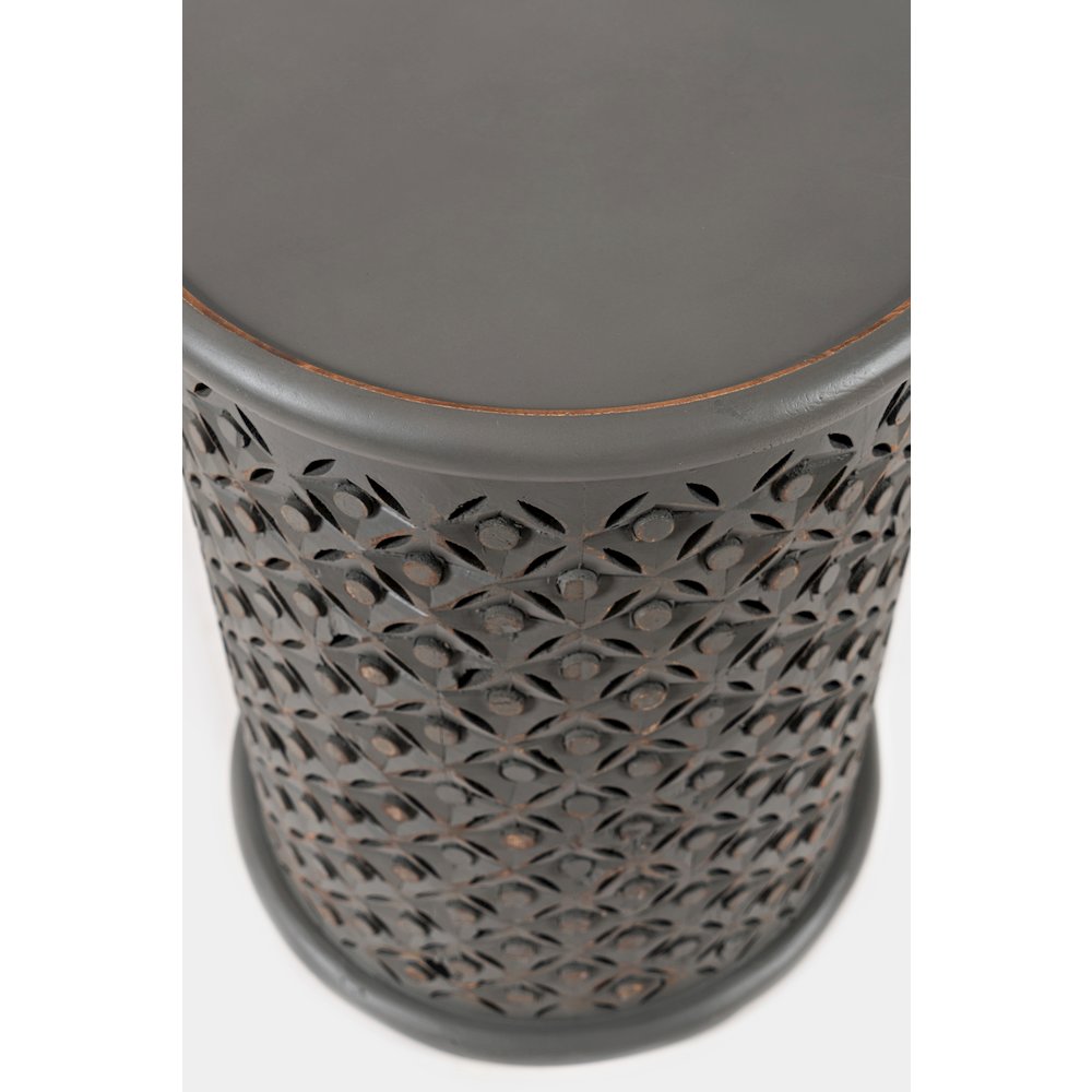 Decker Distressed Hardwood Global Drum End Table